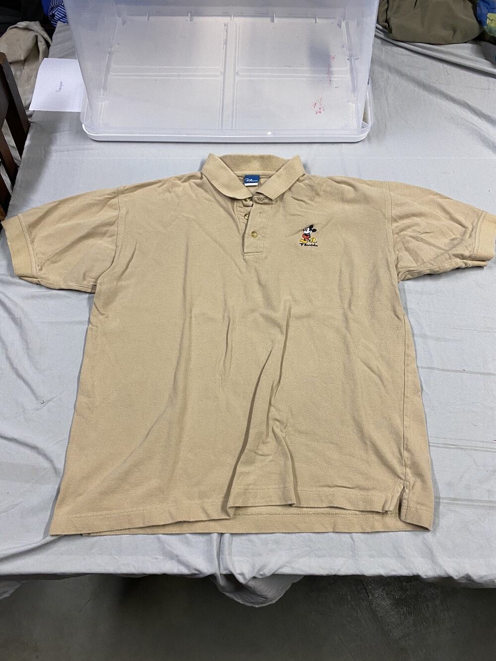 Mickey Mouse Mens Beige Brown Polo Short Sleeve Florida